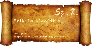 Szikula Kleofás névjegykártya